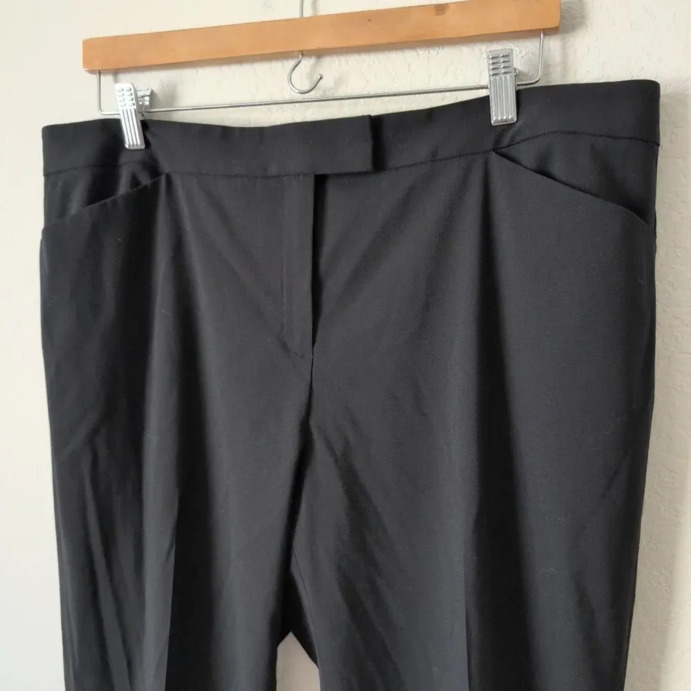 Lafayette 148 New York Black‎ Irving Trouser Pants Size 14 Wool Blend Minimalist